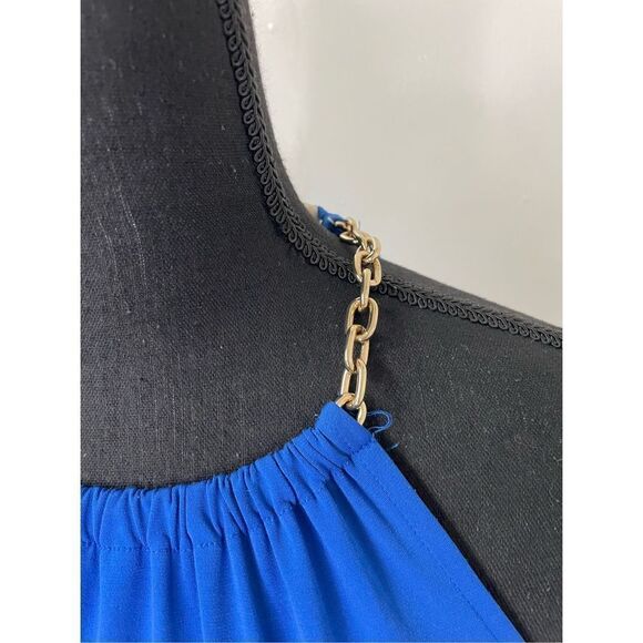 Michael Kors Blue Tank Top with Gold Chain Size X-Small - Picture 2 of 8